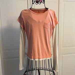 Aeropostale Peach and Cream Layered Long Sleeve Tee